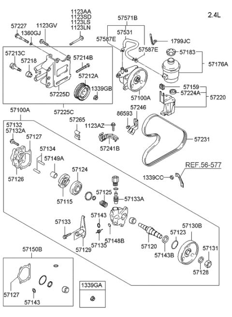 2000 Hyundai Santa Fe Clamp-Pressure Hose Diagram for 57241-26200