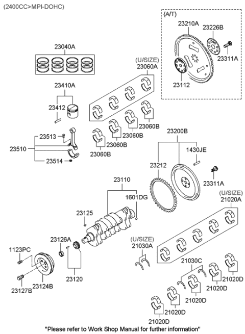 2001 Hyundai Santa Fe FLYWHEEL Assembly Diagram for 23210-38011