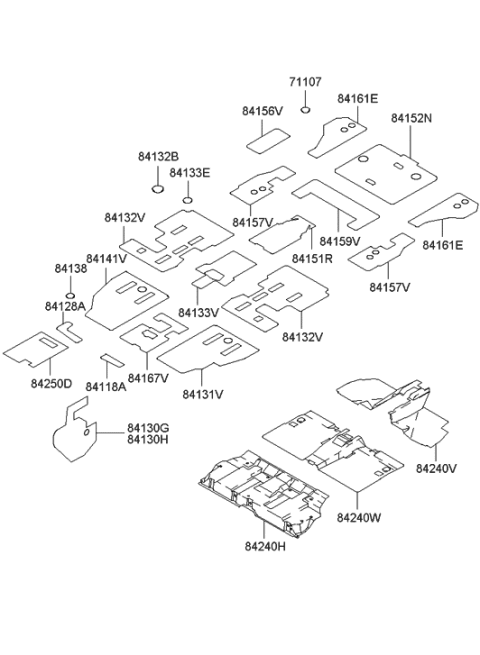 2006 Hyundai Santa Fe Old Body Style Isolation Pad & Floor Covering Diagram 2