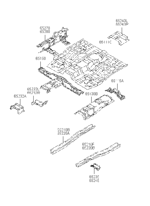 2006 Hyundai Santa Fe Old Body Style Floor Panel Diagram 1