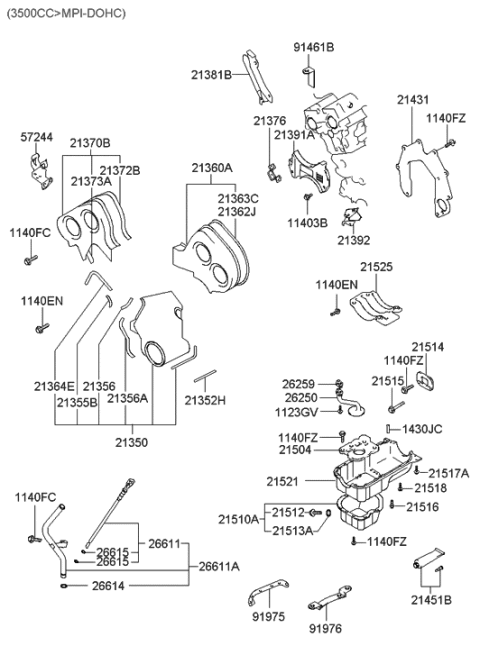 2005 Hyundai Santa Fe Support Assembly-Suction Hose Diagram for 57244-26500