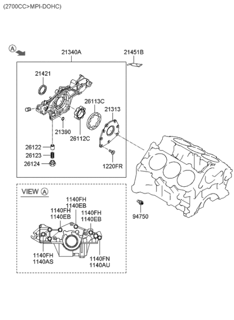 2006 Hyundai Santa Fe Old Body Style Front Case Diagram 1