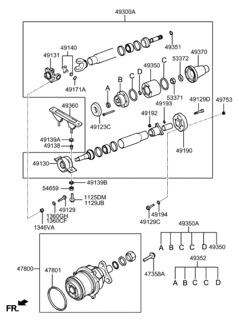 2006 Hyundai Santa Fe Old Body Style Drive Shaft (2WD) Diagram 5