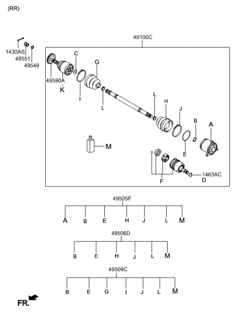 2002 Hyundai Santa Fe Shaft Assembly-Drive Rear Diagram for 49600-26211