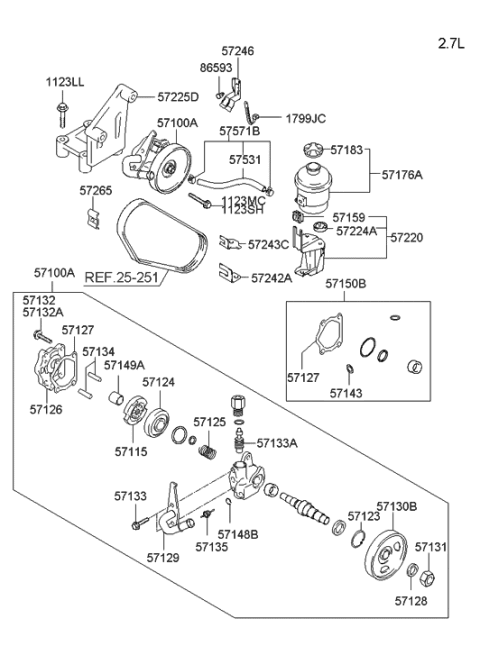 2002 Hyundai Santa Fe Bracket-Tube Mounting Diagram for 57243-26200