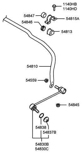 2004 Hyundai Santa Fe Link Assembly-Front Stabilizer,RH Diagram for 54840-26100