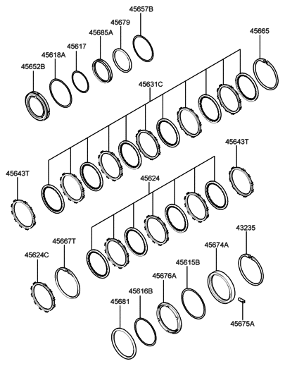 2003 Hyundai Santa Fe Ring-Snap Diagram for 45664-39500