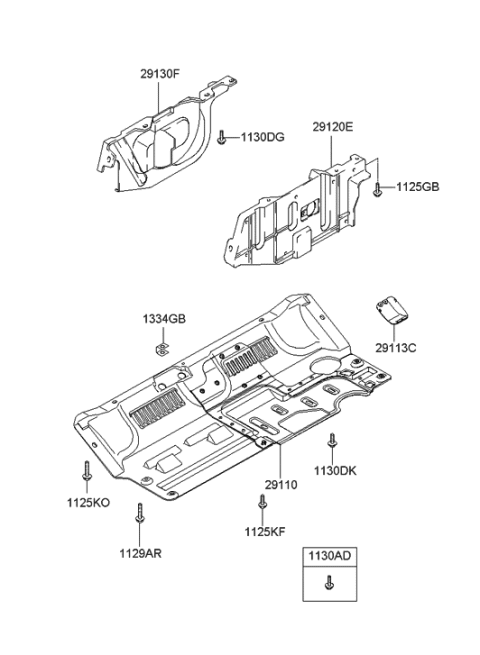 2002 Hyundai Santa Fe Cover Assembly-Engine Under Diagram for 29110-26012