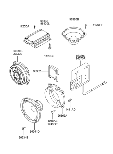 2001 Hyundai Santa Fe Door Speaker And Protector Assembly, Front Diagram for 96390-26801