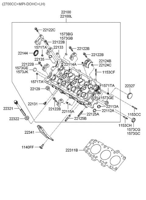 2003 Hyundai Santa Fe Gasket-Cylinder Head LH Diagram for 22311-39502