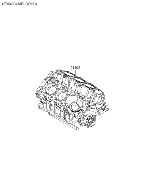 2006 Hyundai Santa Fe Old Body Style Short Engine Assy Diagram 1