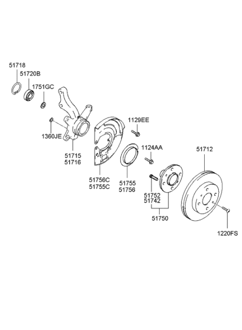 2006 Hyundai Santa Fe Old Body Style Front Axle Hub Diagram