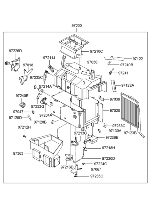 2002 Hyundai Santa Fe Core & Seal Assembly-Heater Diagram for 97227-26000