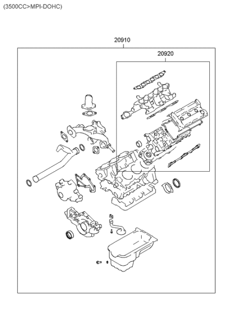 2006 Hyundai Santa Fe Old Body Style Engine Gasket Kit Diagram 3