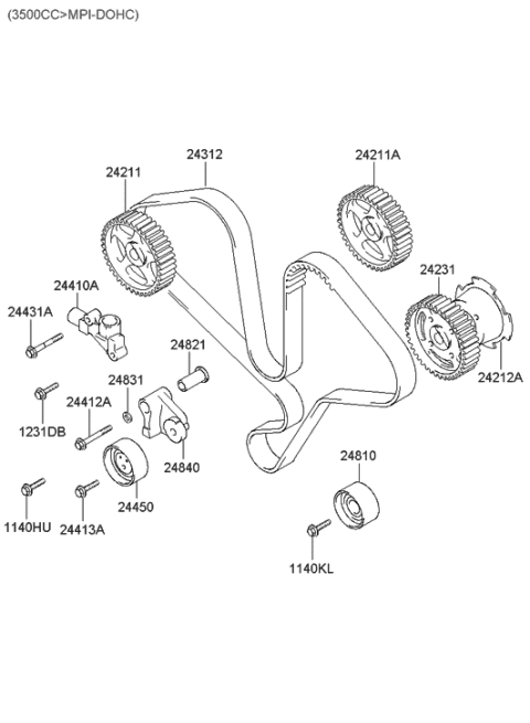 2000 Hyundai Santa Fe Bolt Diagram for 24413-38000