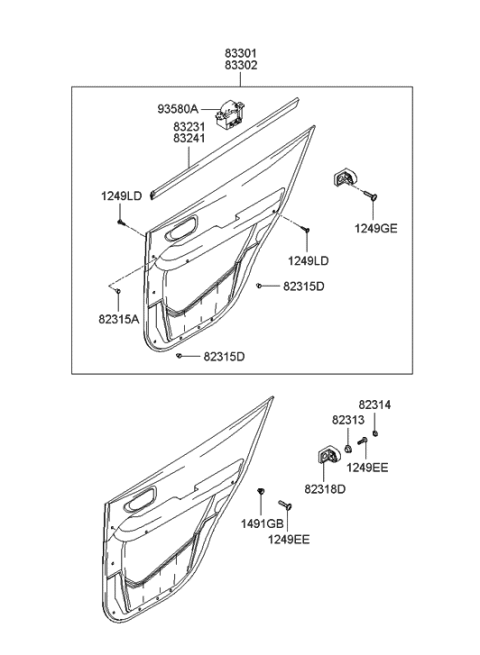 2006 Hyundai Santa Fe Old Body Style Rear Door Trim Diagram