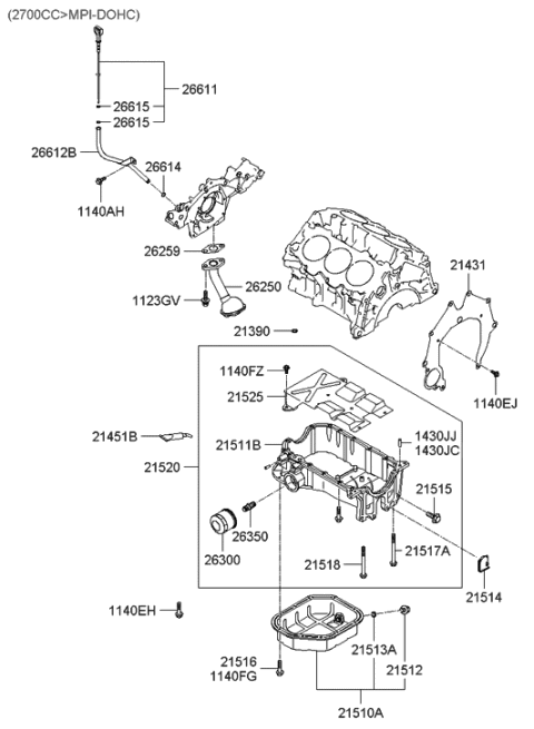 2006 Hyundai Santa Fe Old Body Style Belt Cover & Oil Pan Diagram 2