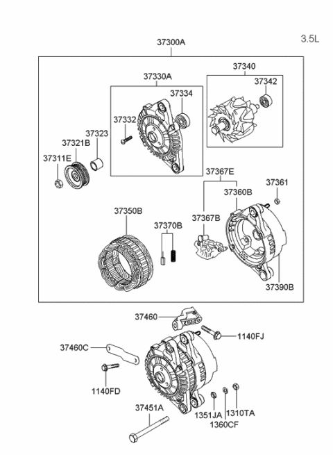 2006 Hyundai Santa Fe Old Body Style Generator Diagram 3