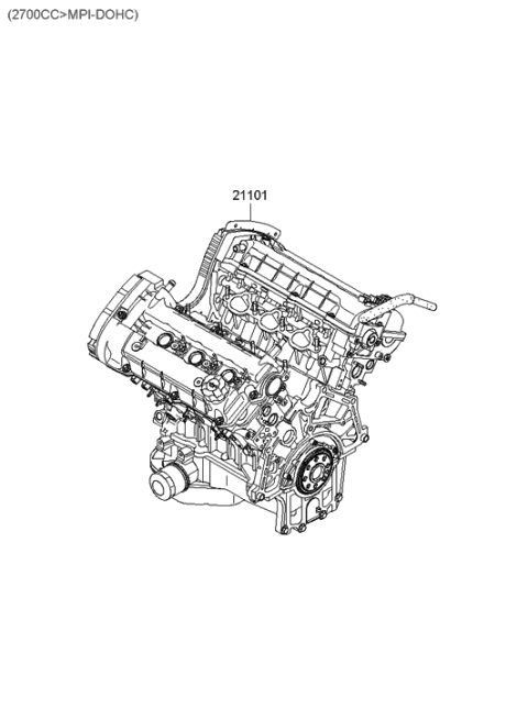 2000 Hyundai Santa Fe Engine Assembly- Sub 3.5 Diagram for 21101-39C30-AHRM