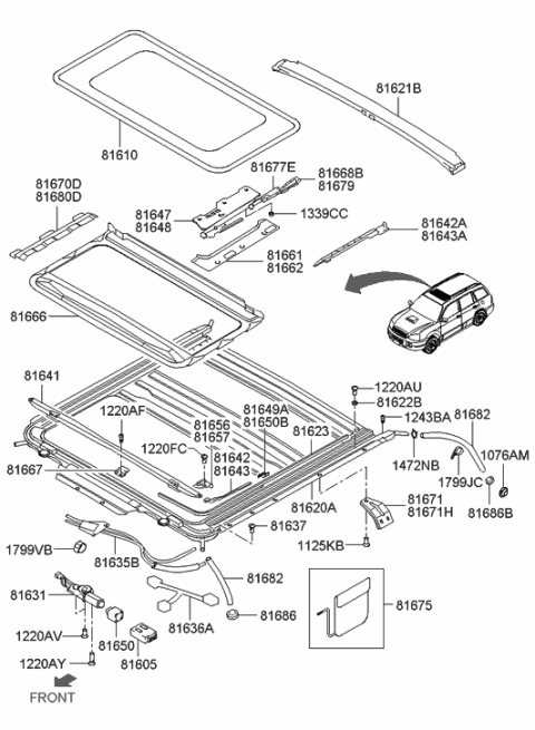 2004 Hyundai Santa Fe Harness Assembly-Sunroof Diagram for 81636-26010