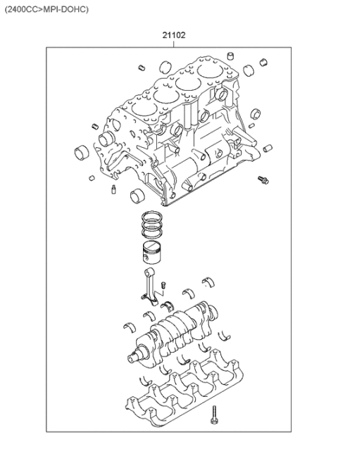 2006 Hyundai Santa Fe Old Body Style Short Engine Assy Diagram 2