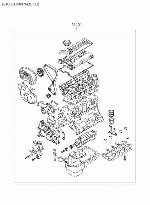 2006 Hyundai Santa Fe Old Body Style Sub Engine Assy Diagram 2