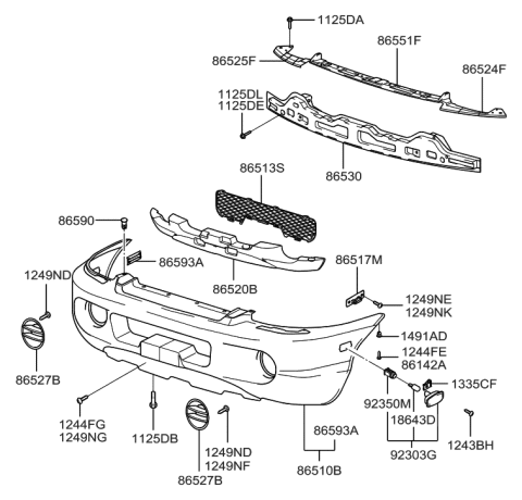 2006 Hyundai Santa Fe Old Body Style Front Bumper Diagram