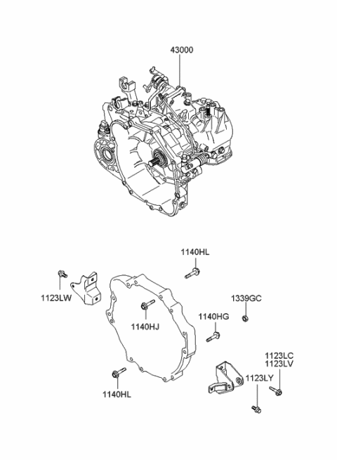 2004 Hyundai Santa Fe Transmission Assembly-Manual Diagram for 43000-3A131