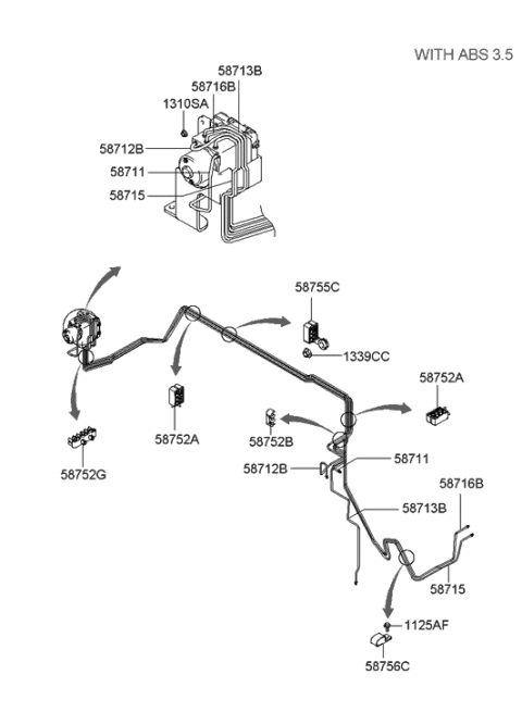 2006 Hyundai Santa Fe Old Body Style Brake Fluid Line Diagram 3