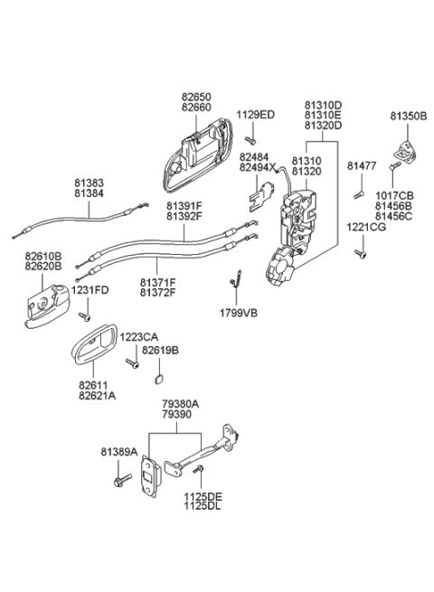 2001 Hyundai Santa Fe Latch & ACTUATOR Assembly-Front Door O Diagram for 81310-26011