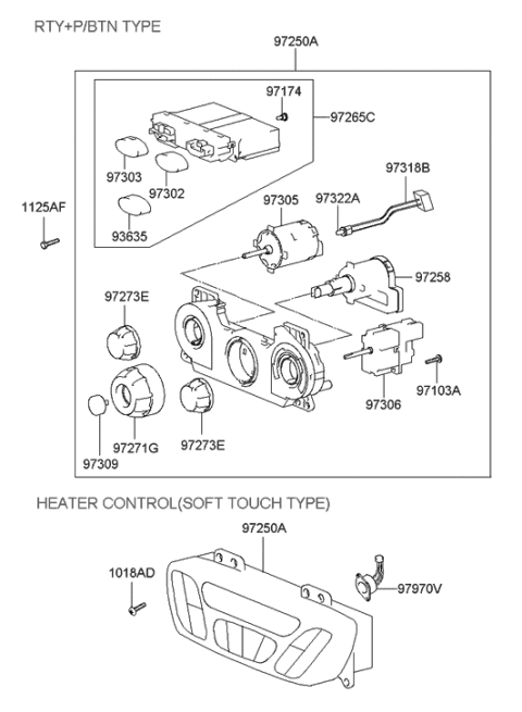 2020 Hyundai Nexo Air Conditioning Switch Assembly Diagram for 97265-26100