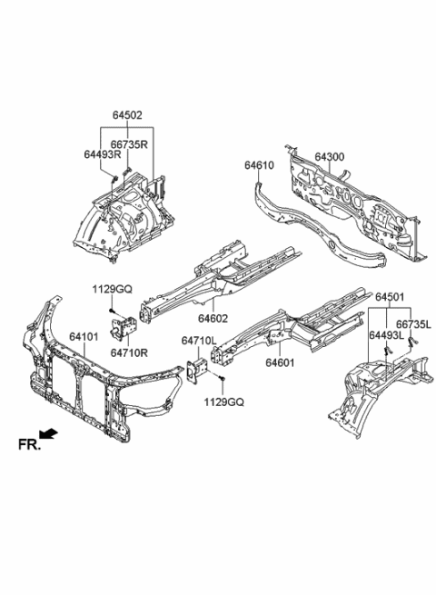 2015 Hyundai Equus Carrier Assembly-Front End Module Diagram for 64101-3N020