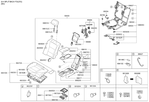 2014 Hyundai Equus Wiring Assembly-Rear Armrest Diagram for 89955-3N505