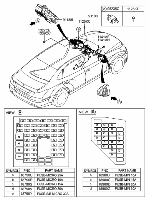 2014 Hyundai Equus Wiring Assembly-Main Diagram for 91140-3N660
