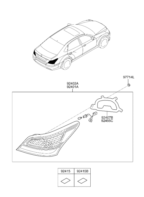 2014 Hyundai Equus Pad-Rear Combination Lamp Sealing Diagram for 92450-3N500