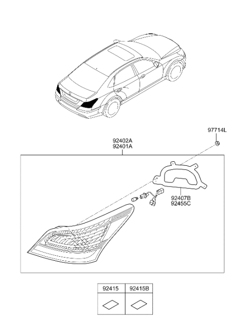 2017 Hyundai Tucson Lamp Assembly-Rear Combination,RH Diagram for 92402-3N510