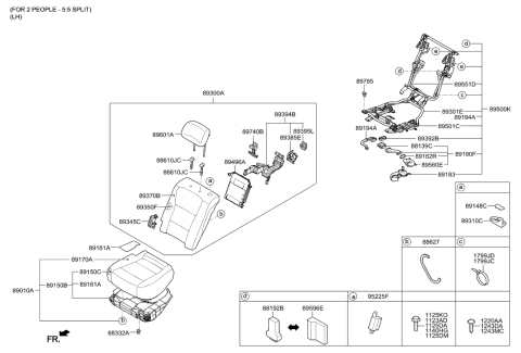 2014 Hyundai Equus Rear Left-Hand Seat Back Covering Diagram for 89365-3N700-NVN