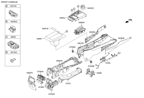 2014 Hyundai Equus Cover Assembly-Front Console Upper Diagram for 84650-3N910-RB4