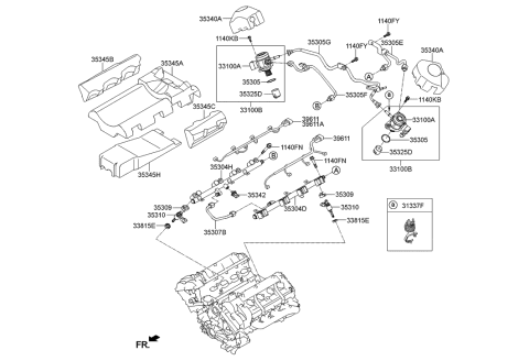 2015 Hyundai Equus Throttle Body & Injector Diagram