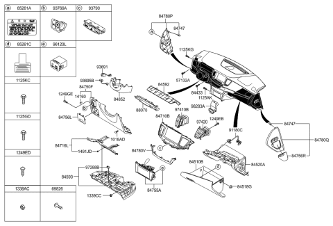 2017 Hyundai Tucson Switch Assembly-Hazard Diagram for 93790-3N850-4X