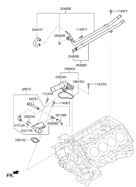 2015 Hyundai Equus Coolant Pipe & Hose Diagram