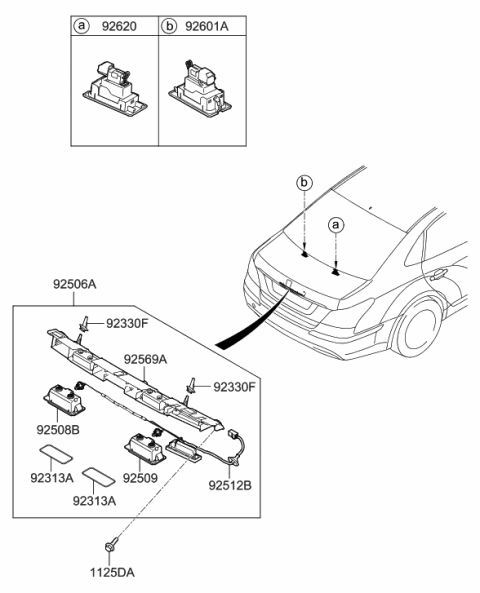 2015 Hyundai Equus License Plate & Interior Lamp Diagram