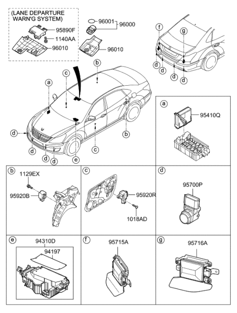 2015 Hyundai Equus Unit Assembly-Bsd,RH Diagram for 95821-3N000