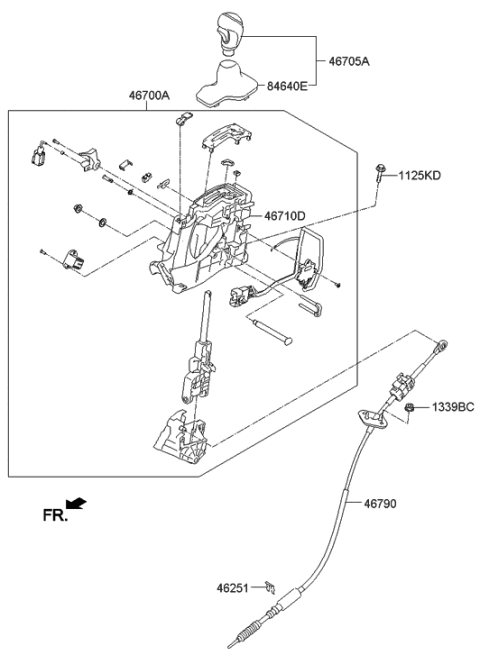 2014 Hyundai Equus Knob & Boot Assembly Diagram for 46705-3N000