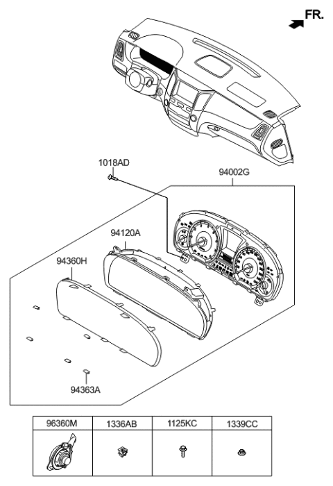 2018 Hyundai Tucson Cluster Assembly-Instrument Diagram for 94038-3N040