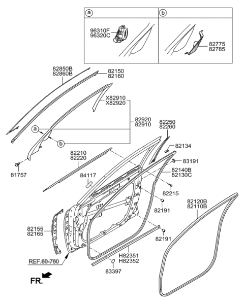 2014 Hyundai Equus Front Door Moulding Diagram