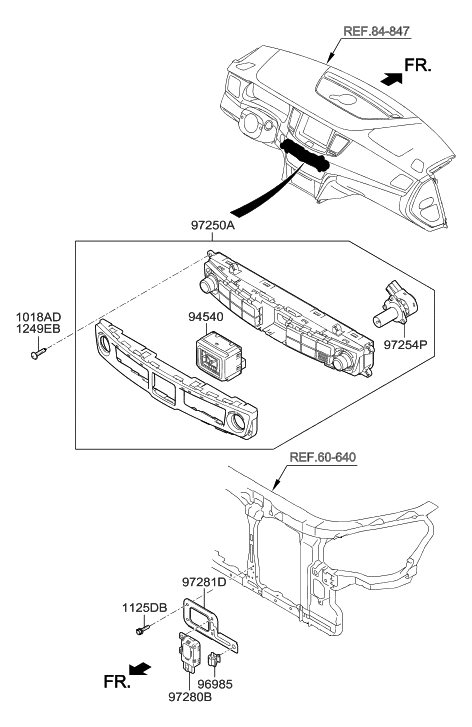 2014 Hyundai Equus Heater Control Assembly Diagram for 97250-3N800-GU