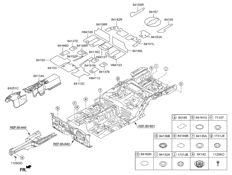 2014 Hyundai Equus Anti Pad-Center Floor Front,LH Diagram for 84113-3N000