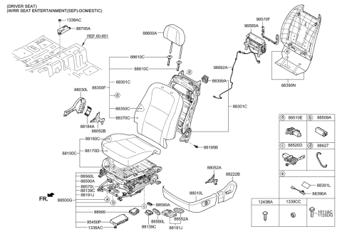 2014 Hyundai Equus Front Driver Side Seat Back Covering Diagram for 88360-3N610-NVR