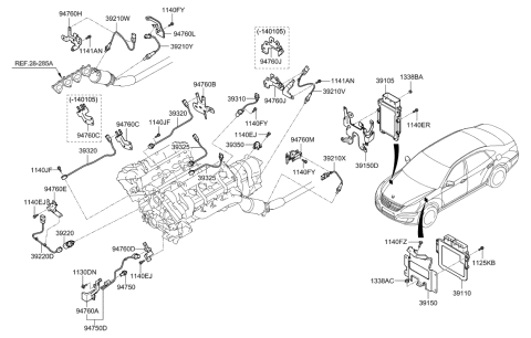 2017 Hyundai Tucson Engine Control Module Unit Diagram for 39110-3FVN1